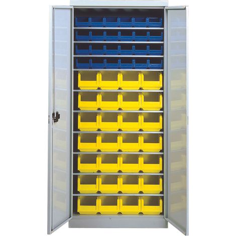 Armoire 10 tablettes avec portes équipée de bacs 1L et 3L - 5201268
