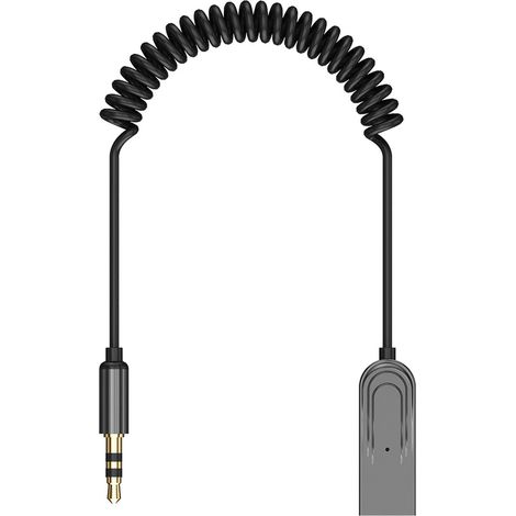Récepteur Bluetooth pour voiture, multifonctionnel, distance de transmission de 32,8 pieds (environ 10 mètres), alimenté par USB, adaptateur Bluetooth 5.0 sans fil de 3,5 mm, gris/noir. (1/5)