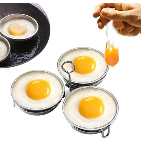Eierpochierer aus Edelstahl, perfekt für pochierte Eier, runde Eierkocherringe für das Frühstück, 3 Eierbecher (1/5)