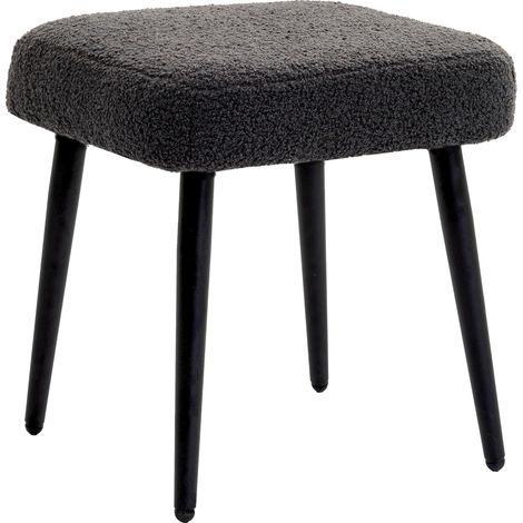 Tabouret repose-pieds, assise rembourrée, finition cachemire, pieds acier, 42x42x44 cm, gris foncé