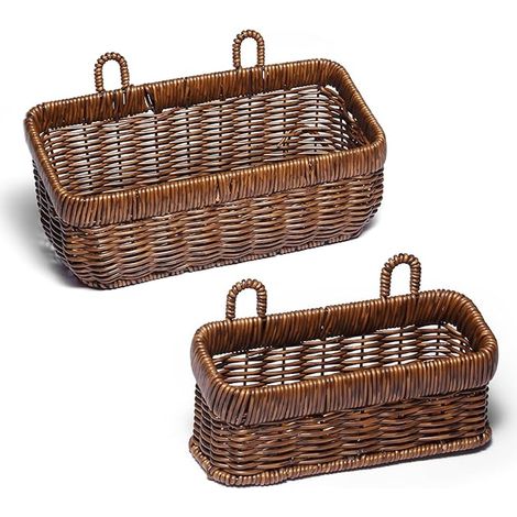 Petit Panier Osier Panier Osier Suspendu Rangement Pour Cuisine, Salle De Bains, Bureau Et Balcon, Panier a Fruit Rangement Suspendu, Murale(Marron-S/M) (1/5)