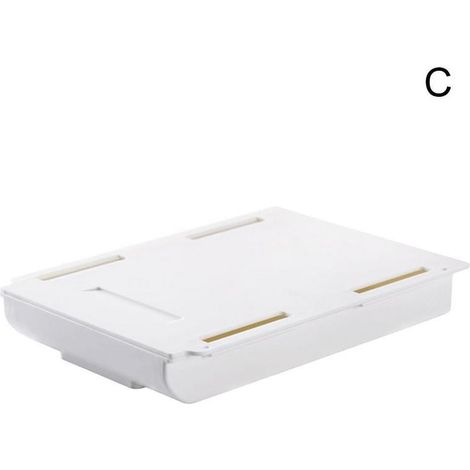 Boîte De Rangement Pour Bureau - Tiroir Adhésif Sous Table - Pour Stylos Et Matériel De Bureau - 22 X 15,5 X 3,5 Cm - Blanc Ou Gris - 1 Pièce (1/5)