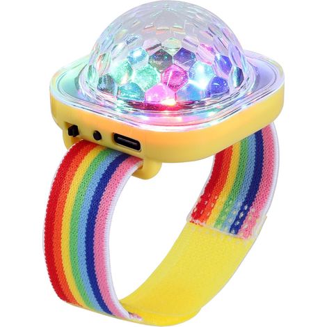 Boule disco lumineuse, mini lampe LED portable avec sangle pour fête en voiture (jaune) (1/5)