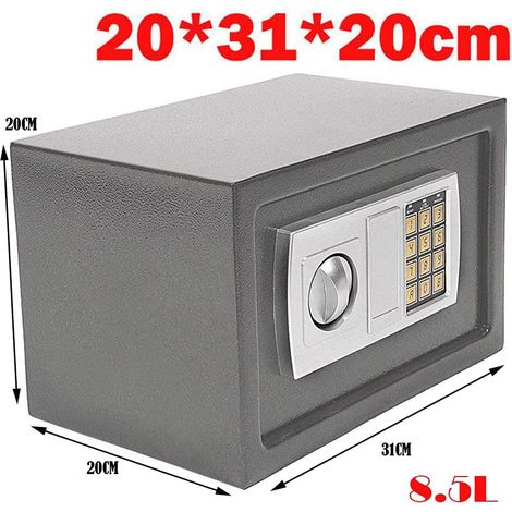 Stockage à domicile coffre-fort coffre-fort coffre serrure 8.5L chiffres étui de sécurité rangement pratique verrouillage sécurisé coffre-fort coffre coffre-fort gris (1/5)