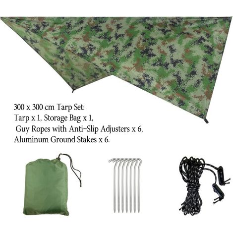 Bâche de camping pour hamac, double-toit imperméable, pare-soleil et tapis de pique-nique — Idéal pour le plein air, la plage et les voyages (1/4)