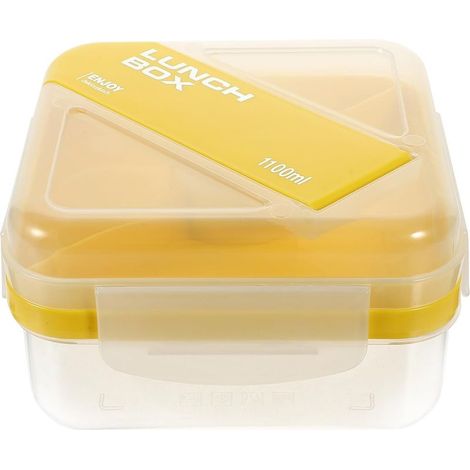 Boîte à lunch Bento en plastique jaune 1100 ml, compatible (1/5)