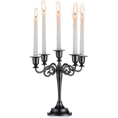 Bougeoir en aluminium noir pour table à manger, dîner aux chandelles, décoration d'hôtel, décoration intérieure, décoration de table. (1/5)