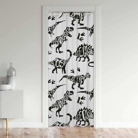 Dinosaures Rideau de Porte 86x203cm 3D Dino Rideaux Interieur Salon Chambre pour Chambre Salon Rideaux Exterieur d'entrée Jungle Dino Rideau Occultant - 86L X 203H cm (1 Panneaux) (1/5)
