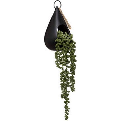 Atmosphera – Plante verte artificielle suspendue 50cm – Design en goutte – Couleur noir – Matières dolomite et polyéthylène (1/3)