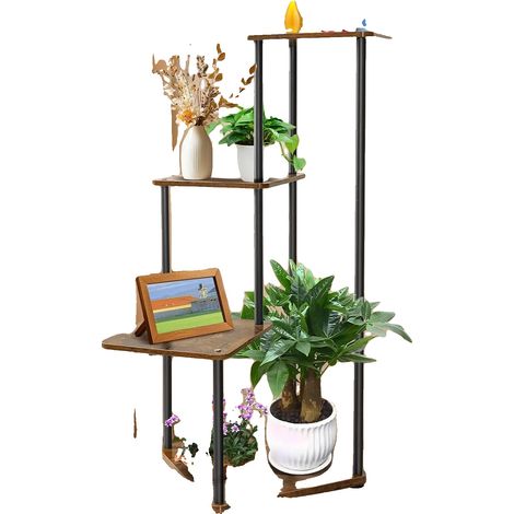 Soporte para plantas de 4 niveles, versátil para uso interior/exterior, soporte metálico para plantas de 4 niveles. (1/5)