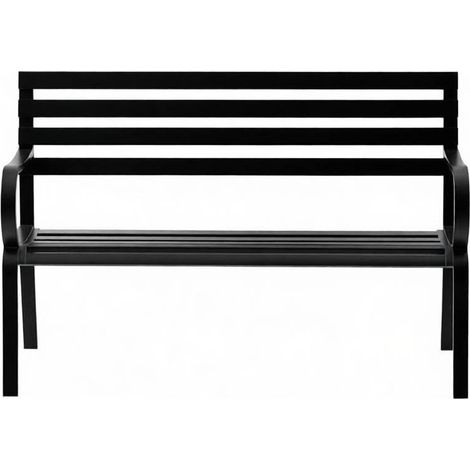 Banc de jardin en métal époxy noir 2 places - 127 x 58 x 82 cm (1/5)