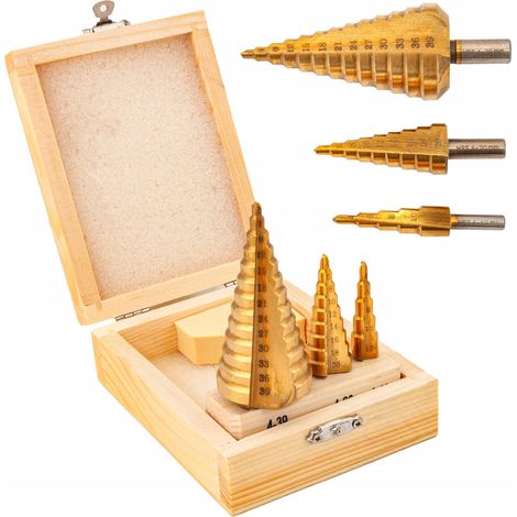 Falon-Tech HSS-Titan-Stufenkegelbohrer-Set 4-39 mm 3-teilig