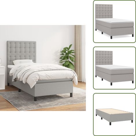 Boxspringbett mit Matratze Hellgrau 90x200 cm Stoff - Boxspringbett - Doppelbett - Schlafraum - Bettenrahmen - Matratze (1/5)