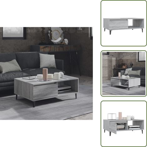 The Living Store Couchtisch Grau Sonoma 90x60x35 cm Holzwerkstoff - Wohnzimmerbeistelltisch (1/5)