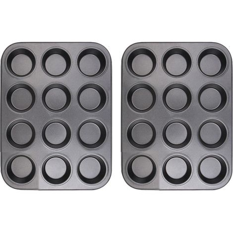Lot de 2 moules à gâteaux ronds à 12 cavités pour la confection de gâteaux et la pâtisserie maison. (1/5)