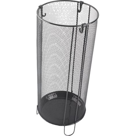 Support parapluie rond en fer maille sur pied, bac parapluie cannes bâtons marche entrée hall maison bureau hôtel noir 19.7x47 cm 1 (1/4)