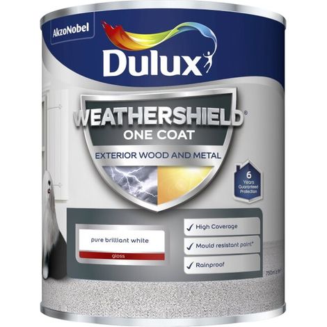 Dulux Weathershield One Coat Exterior Gloss - Pure Brilliant White - 750ml