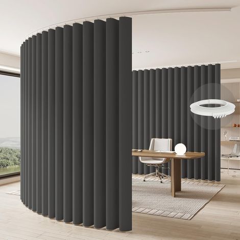 Room Divider Curtain Panel Ceiling Mount Curtain Rail Room Divider for Flexible Privacy Protection (Grey, H213 x W270cm) (1/5)