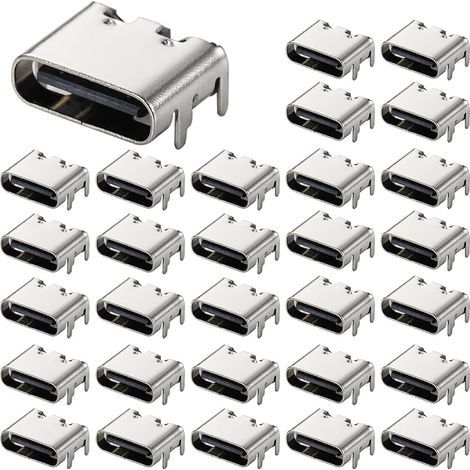 30 Pièces Prise USB-3.1 USB C, connecteur Femelle 6 Broches Type-c pour la Conception de Circuits imprimés, Bricolage, Charge à Courant élevé - SMD, SMT (1/5)