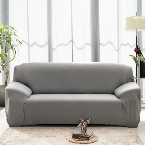 Living Room Sofa Cover Stretch 3 Seater Chair Slipcover Spandex Decor (Gray) (1/5)