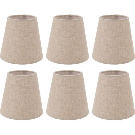 6 Abat-Jour Clip Sur Tambour En Tissu Lin Pour Bougies Ampoules Éclairage (1/4)