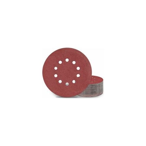 Disques abrasifs de ponceuse 225 mm – Lot de 25 disques P120 – 10 trous – Pour ponceuses à long cou et meuleuses – Matériau alumine (1/5)