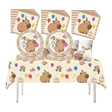 Vaisselle de fête, 61 pièces Vaisselle anniversaire enfants, Ensemble assiettes papier, Thème animalier Décorations de fête, 20 invités (1/5)