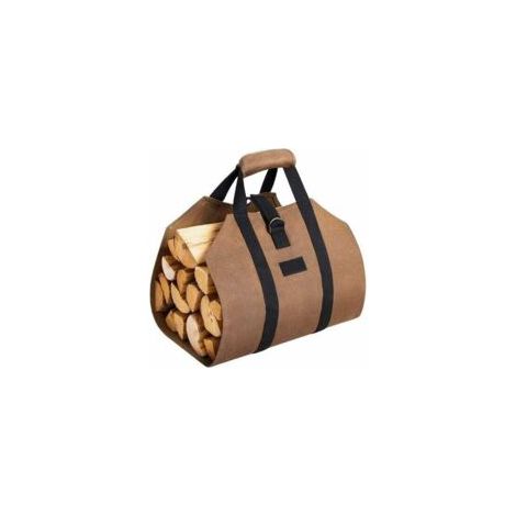 Brennholz-Tragetasche, Brennholz-Tragetasche aus Canvas, wasserabweisende Tragetasche, faltbares Kaminzubehör, ideal für Holzöfen, Camping, Strand (braun) - Crezuo