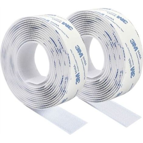 YMYNY 3M Scratch Autocollant Double Face,Ruban Adhésif Double Face Puissant Blanc Nylon Sans Trace Bande Agrippantes Adhésives 3m×2cm Pour Tapis De Sol Coussins Et Vêtements