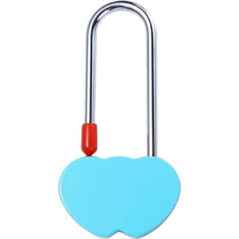 Cadenas en métal en forme de cœur pour amoureux, mariage, Saint-Valentin, anniversaire, voyage (cyan-double cœur) (1/5)