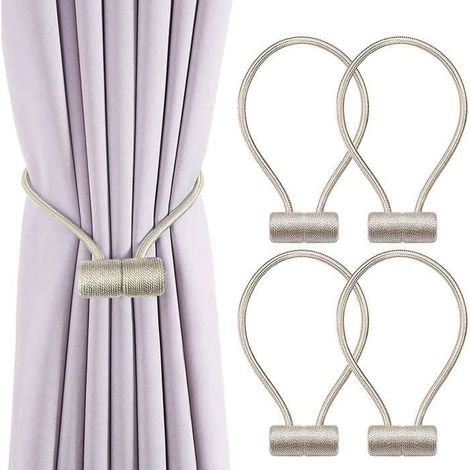 Lot De 4 Embrasses De Rideaux, Embrasses Rideau Aimantée Tressage Magnétiques Rideaux Boucle Pour Décoration De Bureau (1/4)