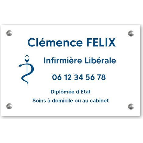 Plaque professionnelle personnalisée avec logo pour infirmière libérale - Plaque PVC - Format 30 cm x 20 cm