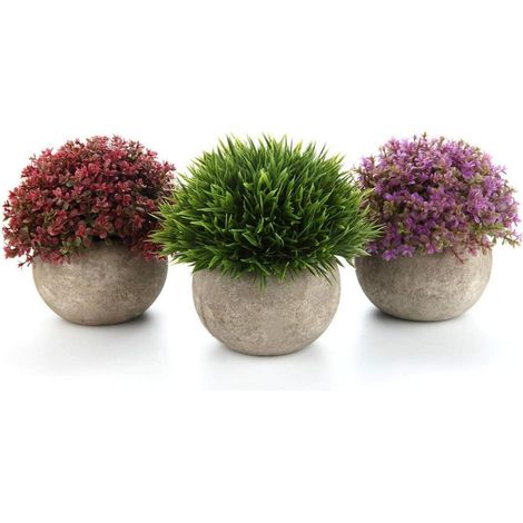 Kunstpflanze Sukkulenten Topf Deko Wohnung Blüte Rot Lila Grün 3er set (1/5)