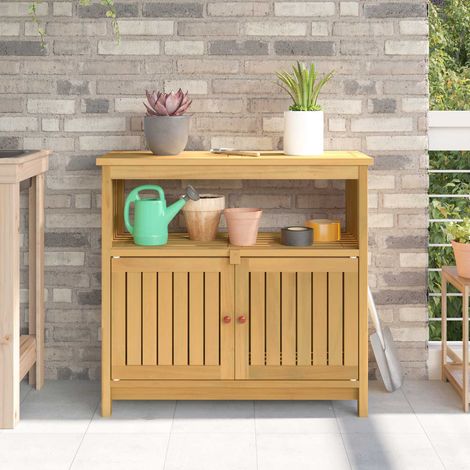 vidaXL Tavolo consolle da giardino Acacia chiaro 80 x 35 x 75 cm