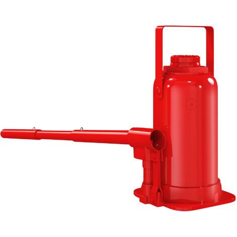 Cric bouteille hydraulique 12 T, cric hydraulique à bouteille gamme de levage 19-37 cm longue poignée et selle, rouge