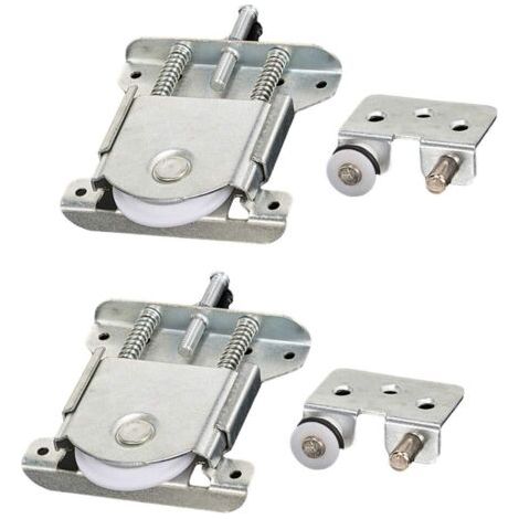 Lot de 2 pièces coulissantes pour porte de garde-robe, roues, roues, roues, rouleaux, guides avec tampon amortisseur, capacité de charge 20 kg (1/5)