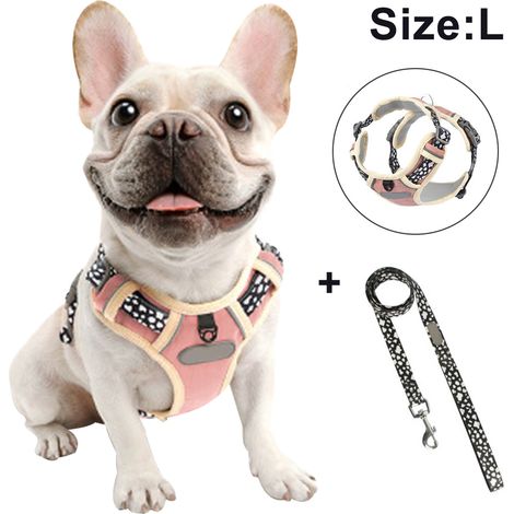Harnais de poitrine pour chien avec corde de traction, gilet respirant pour animaux de compagnie pour la promenade, le dressage et le contrôle en extérieur pour les races moyennes et grandes.