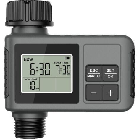 Minuterie d'arrosage automatique pour robinet extérieur, avec fonction de retardement de pluie et système d'irrigation goutte à goutte pour jardin (1 sortie)