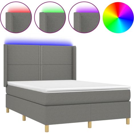 Maison Exclusive - Sommier à lattes de lit matelas LED Gris foncé 140x190 cm Tissu (1/5)