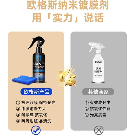 Automotive Nano Body Coating Agent, Nano Crystal Coating, Glazing Spray, Water-Repellent, Fast-Acting, Polishing, Coating, and Maintenance Spray -- Nano Coating Agent 300ML + Towel