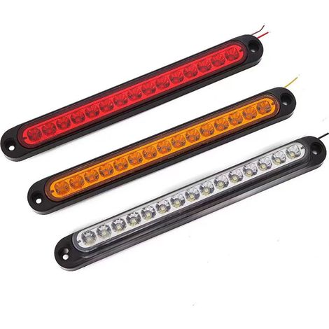15LED Feu de Frein Haut Camion, Feu Lateral Voiture Remorque LED, 10-24V, 3 Couleurs Rouge Blanc Jaune 6000K, 0.2W 500LM, Corps en ABS, Compatible Voiture Camion Remorque Moto(3pcs) (1/3)
