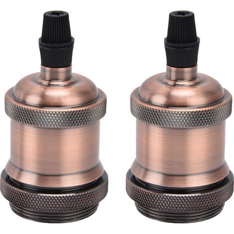 2 douilles de lampe vintage en aluminium rétro, supports de lampe DIY accessoires pour ampoules E26/27, finition bronze rouge. (1/5)