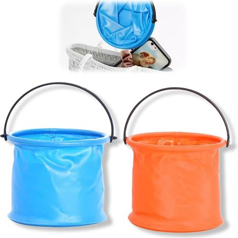 2 Seau Pliable, Poignée Portable, PVC Durable, 2L Capacité, Pour Plage Camping Pêche (1/5)
