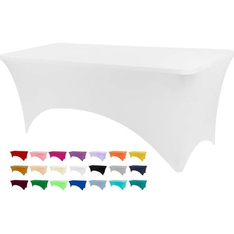 Tovaglia elasticizzata per 6-8 persone, versatile copritavolo aderente per feste, banchetti e matrimoni - Bianca (1/5)