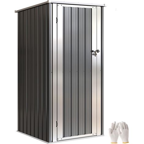 Abri de Jardin Armoire de Jardin 0,69m² Toit Incliné Porte Verrouillable et Barres de Soutien 83x89x163cm gris Anthracite