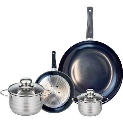Ensemble de 2 Poêles de cuisson 20 et 32 cm et 2 faitouts 12 et 16 cm Elo Prima Brillant (1/5)