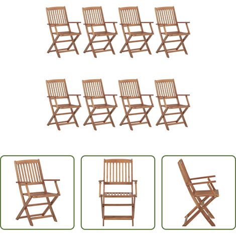 Akazienholz - Klappbare Gartenstühle 8 Stk. Massivholz Akazie (1/5)