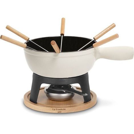Set per fonduta LA FONDERIE 1890 MONT BLANC ghisa smaltata 1,8 L per 6 persone beige (1/5)
