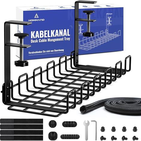 Chemins de Câbles sous Le Bureau, Organisateur de Câbles Métallique pour Bureau, Maison, Tables, Noir (1/5)