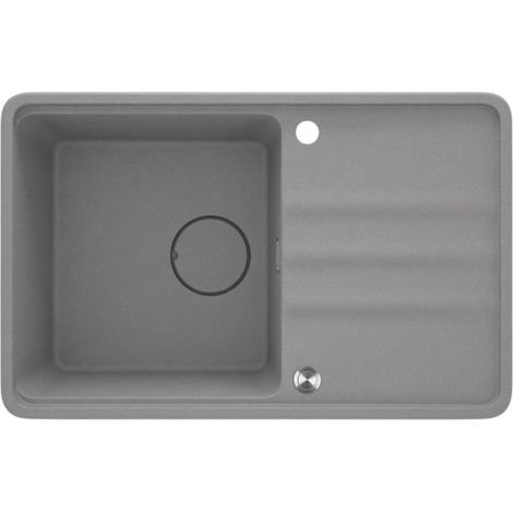 Lavello cucina da incasso in granito con 1 vasca e gocciolatoio 78x50 cm grigio metallizzato - Mira